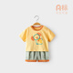 微獅牧尼寶寶夏季套裝夏季薄款兒童衣服夏天新款嬰兒短袖短褲 黃色 110 cm