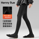 Henny Rue打底褲襪女秋冬加絨加厚含羊毛深灰連褲襪高腰豎條紋高彈不掉檔 羊毛混紡款280g中厚絨-深麻灰 建議5-15℃ 均碼 （建議150-175cm，體重40-70kg）