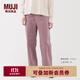 無印良品（MUJI）女式 彈力 燈芯絨 輕便直筒褲 褲子女款25年秋季女裝BE1Y5A5A 煙熏粉色 M (160/66A)