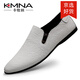 KMNA皮鞋男2025秋冬新款一腳蹬韓版潮流百搭男士牛皮軟面軟底手工皮鞋 四季   白色 39 （標準皮鞋碼）