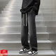 Baldauren13男大童牛仔褲春秋新款15歲初中高中學(xué)生寬松直筒闊腿褲17青少年 【 酷黑色-227-高品質(zhì)】 155 S 建議【75-90斤】