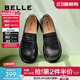 百麗（Belle）牛皮兩穿樂(lè )福鞋女商場(chǎng)同款圓頭英倫風(fēng)單鞋B2J1DAA4 黑色 37 (235mm)