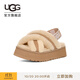 UGG春季女士休閑時(shí)尚交叉鞋面厚底舒適彈力束帶毛毛涼鞋 1121550 SAN | 沙色 38