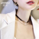 致末（ZHIMO）鎖骨鏈頸飾黑色項鏈脖子頸鏈女項圈新款時(shí)尚感配飾 金黑色C1