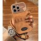 圣圖朗大視窗棕底五只小熊適用iphone15手機殼蘋(píng)果14max新款16pro高級感11翻毛皮13全包女士手繩12防摔套 大視窗-棕底英文五只小熊+手繩 iPhone 14