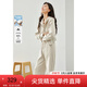梵希蔓杏色優(yōu)雅淑女連帽套裝女兩件套2025年春秋季百搭休閑套裝 M5735 杏色 M