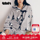 野獸派家居（tbh）熊貓嘭嘭法蘭絨家居服套裝可外穿秋冬長(cháng)袖情侶睡衣 黑白朋友 M