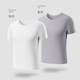 必行（bisual）男士T恤短袖圓領(lǐng)背心無(wú)痕內衣純棉打底衫修身短袖內衣運動(dòng)汗衫男 短袖（白色+氫灰） 3XL （適合160-190斤）