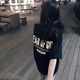 will not100%純棉夏季新款字母印花短袖T恤女學(xué)生韓版寬松顯瘦情侶衣服 黑色【高質(zhì)量】 M