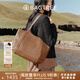 BAGTREE李思思同款包包樹(shù)晚楓包輕奢植鞣皮大容量托特包通勤單肩電腦女包 烤棕色-中號 可裝14寸電腦 高級小眾