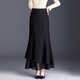 魚(yú)尾裙女裙網(wǎng)紗邊春季新款氣質(zhì)長(cháng)裙高級感女士黑色半身裙包臀裙子 黑色 M /2尺-27碼