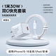 倍思小酷30w氮化鎵充電器適用蘋(píng)果17/16充電頭usbc套裝蘋(píng)果17Promax快充頭16Pro手機ipadtypec插頭15 適用蘋(píng)果6-17/安卓30W白+1米雙C快充