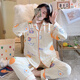 欣情美（Xinqingmei）月子服春秋冬季產(chǎn)后產(chǎn)婦中厚空氣棉10月份11冬天孕婦哺乳睡衣家居 喜370空氣棉 XXL建議140-155斤