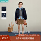 茵曼（INMAN）2025秋冬女裝新款 復古休閑翻領(lǐng)拉鏈夾克外套百搭寬松短款上衣  深藍色 M