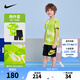 NIKE 耐克男童短袖T恤+短褲2件套裝夏季時尚滿印舒適運(yùn)動兒童短袖套裝 嫩芽綠 130 /64 【建議身高116-122cm】