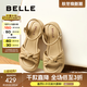 百麗（Belle）扭結休閑涼鞋女2025夏季新款商場(chǎng)同款真皮厚底涼鞋D6M1DBL5 杏色 36 (230mm)