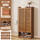 竹藝佳2025新款爆款鞋柜家用多層防塵大容量鞋架子出租屋用收納神器入戶(hù) 百葉門(mén)-兩門(mén)十層茶色