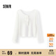 森馬（Semir）長(cháng)袖T恤女秋季兩面穿U領(lǐng)木耳邊蝴蝶結修身2025小性感10A525101003