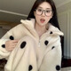 悠曼婭學(xué)生睡衣女秋冬波點(diǎn)法蘭絨家居服珊瑚絨加厚加絨拉鏈保暖衣套裝 米白色清新波點(diǎn)拉鏈套裝 L （100-120斤）