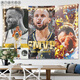 NBA籃球明星斯蒂芬?guī)炖锉尘安加率筷?duì)掛布學(xué)生宿舍裝飾墻布掛毯 庫(kù)里-2 大號(hào)198x148厘米(不送燈)