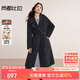 尚都比拉【100%綿羊毛】氣質(zhì)英倫風(fēng)通勤翻駁領(lǐng)可拆卸腰帶長款雙面呢大衣 雪花黑 S 90-100斤建議選擇