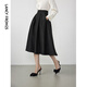 朗姿【朗姿Basic衣櫥】王楚然同款法式小香風(fēng)黑色半裙赫本風(fēng)大擺裙 黑色2 XL