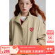 ELLE KIDS愛(ài)心繡花立領(lǐng)夾克外套男女童春季四合扣復古保暖防風(fēng)長(cháng)袖上衣