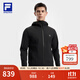 FILA 斐樂官方男士針織連帽外套2025秋新款健身運(yùn)動(dòng)防曬寬松上衣 深黑-BK XL 180/100A/XL