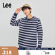 Lee商場同款25新品舒適版圓領條紋男長袖T恤休閑潮流LMT010278207