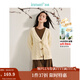 茵曼（INMAN）2025秋冬女裝新款新中式復古麻花毛衣開(kāi)衫季流蘇牛角扣寬松外套 淺米杏 M