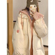 羽絨棉服女冬季加厚棉衣oversize潮冬裝2024年新款學(xué)生假兩件棉襖 米白色 S