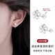 PWL999純銀梔子花耳釘女防掉螺絲擰扣養耳洞耳環(huán)睡覺(jué)免摘花朵銀耳飾 【999螺旋款】梔子花大號一對