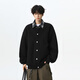 頂峰保羅（Dingfengbaoluo）美式格子拼接假兩件開(kāi)衫衛衣高級感寬松休閑外套XDO12黑色M