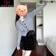 DAVEY MODEv領(lǐng)灰色蝴蝶結(jié)針織開衫毛衣女早秋2025新款韓系獨(dú)特別致長袖上衣 【灰色】【zt】【開衫/針織衫/開衫外搭 M 45/55kg