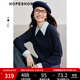 紅袖復古高級感毛衣冬季2024新款女裝學(xué)院風(fēng)絞花拼接襯衫領(lǐng)針織衫上衣 藏青495 L