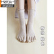 莫代爾五指襪女腿粗不勒腳純棉孕婦襪子松口寬松分趾襪寬口襪老年人襪  花邊松口 膚色  4雙 均碼