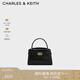 CHARLES&KEITH鱷魚紋凱莉包手提斜挎婚包包女包生日禮物CK2-50270880-1 Black黑色 S