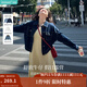 茵曼（INMAN） 章若楠同款復(fù)古短款牛仔外套秋長(zhǎng)袖上衣 深牛仔藍(lán)-18518171 M
