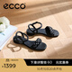 愛(ài)步（ECCO）涼鞋女 夏季方頭一字帶通勤休閑百搭粗跟涼鞋 雕塑233803 黑色23380301001 38