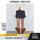 UR2025夏季新款女裝休閑復(fù)古學(xué)院風(fēng)腰帶牛仔短褲UWM850140 靛藍(lán) 27