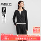 尚都比拉運動(dòng)休閑套裝女春季假兩件針織上衣闊腿顯瘦長(cháng)褲兩件套 碳灰色 L 