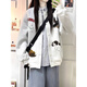 LDBE灰色小狗刺繡棒球服外套女2025新款秋季美式oversize寬松夾克上衣 白灰色【春秋薄款】 M 【80-100斤】