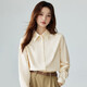 茵曼復古開(kāi)衫女裝翻領(lǐng)襯衫秋冬季薄長(cháng)袖襯衣上衣 田園杏-提花面料 S