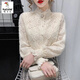 啄木鳥(niǎo)加絨加厚蕾絲打底衫女秋冬季2026年新款百搭打底上衣洋氣通勤襯衣 杏色 2XL 建議120-135斤