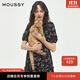 moussy 2025新品法式少女方領(lǐng)泡泡袖碎花連衣裙028ISA33-3301 025花紋黑色 S