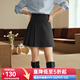 Olrain歐芮兒法式深灰色半身裙女春裝新款高腰壓褶A字短裙女裙 深灰色 M