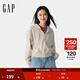 GAP女裝2025春季新款抽繩拉鏈連帽衛(wèi)衣純色寬松休閑短外套725754 米色 M (165/84A)亞洲尺碼