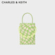 CHARLES&KEITH女士拼色棋盤(pán)格手提斜挎包女生日禮物新年禮物CK2-30770562 Mint Green薄荷綠色 S
