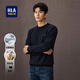 海瀾之家（HLA）針織衫男秋裝氣質(zhì)圓領(lǐng)保暖毛衣男裝時(shí)尚百搭休閑打底套頭衫男上衣 藏青11 (含桑蠶/含羊毛) XL 180/96A