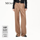 MO&Co.新品解構(gòu)拼接高腰含羊毛精紡西褲直筒休閑褲摩安珂 淺卡其色-第1批 XS 155